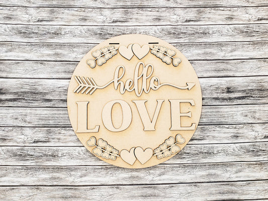 DIY Hello Love Hearts and Twigs Door Hanger - Unfinished