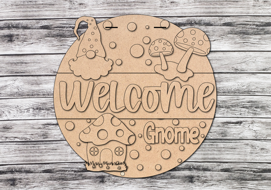 DIY Welcome Gnome Mushroom Door Hanger - Unfinished