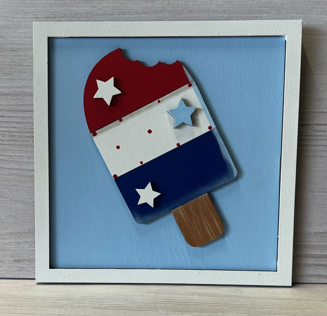 DIY Red, White and Blue Ice Cream 6x6 Sign