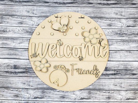 DIY Ladybug Welcome Friends Door Hanger - Unfinished