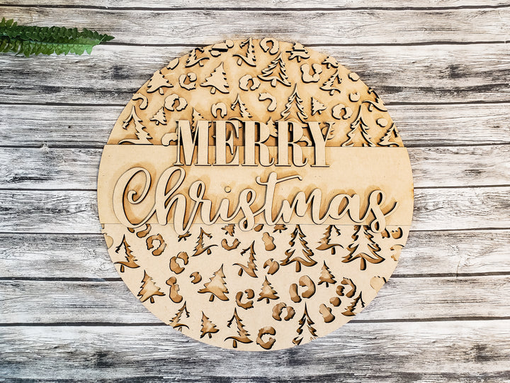 DIY Merry Christmas Tree Door Hanger - Unfinished