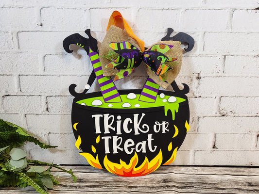 Trick or Treat Witch Legs Door Hanger - Finished
