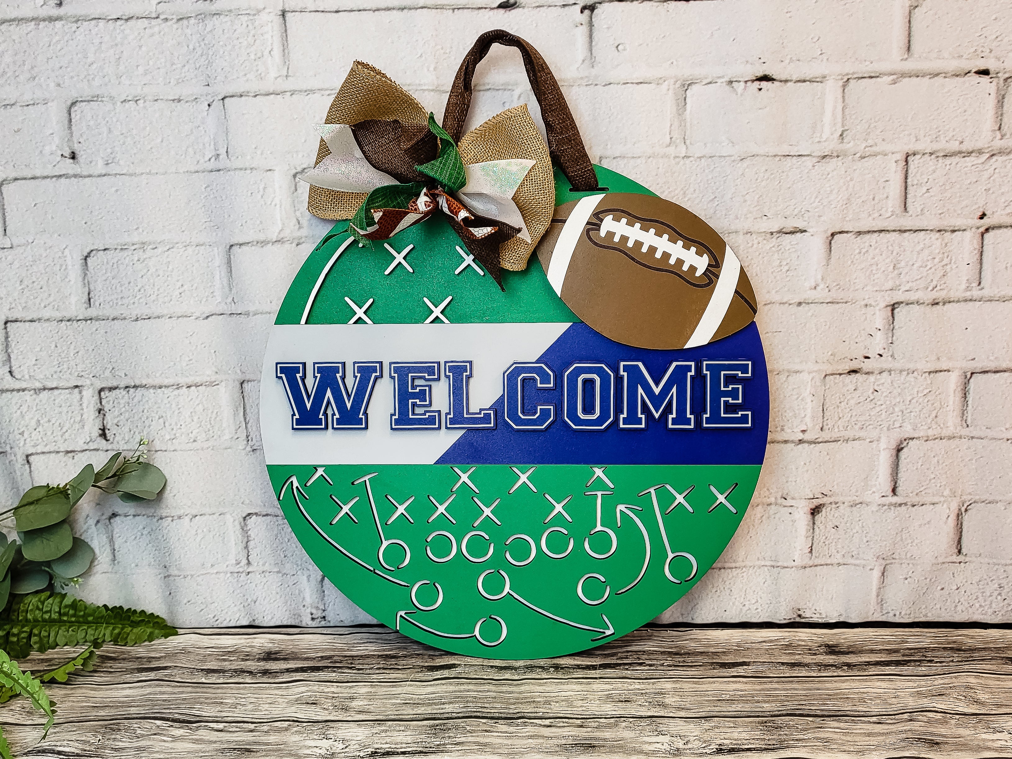 Welcome Football Play Door Hanger Sign - Finished