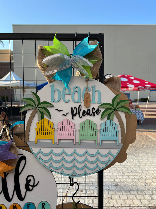 Beach Please Door Hanger Sign - Finished