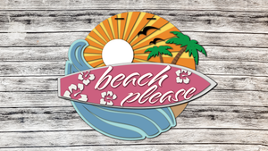 Beach Please SurfBoard Door Hanger - Finished