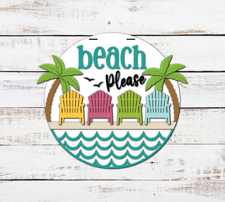 Beach Please Door Hanger Sign - Finished