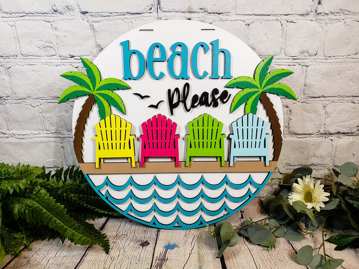 Beach Please Door Hanger Sign - Finished