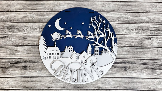 Believe Layered Village Door Hanger - Finished