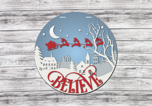 Believe Layered Village Door Hanger - Finished