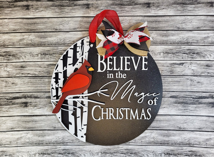 Believe in the Magic Cardinal Door Hanger - Finished