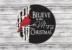 Believe in the Magic Cardinal Door Hanger - Finished