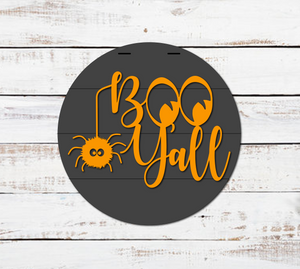 Boo Yall Spider Round Door Hanger - Finished