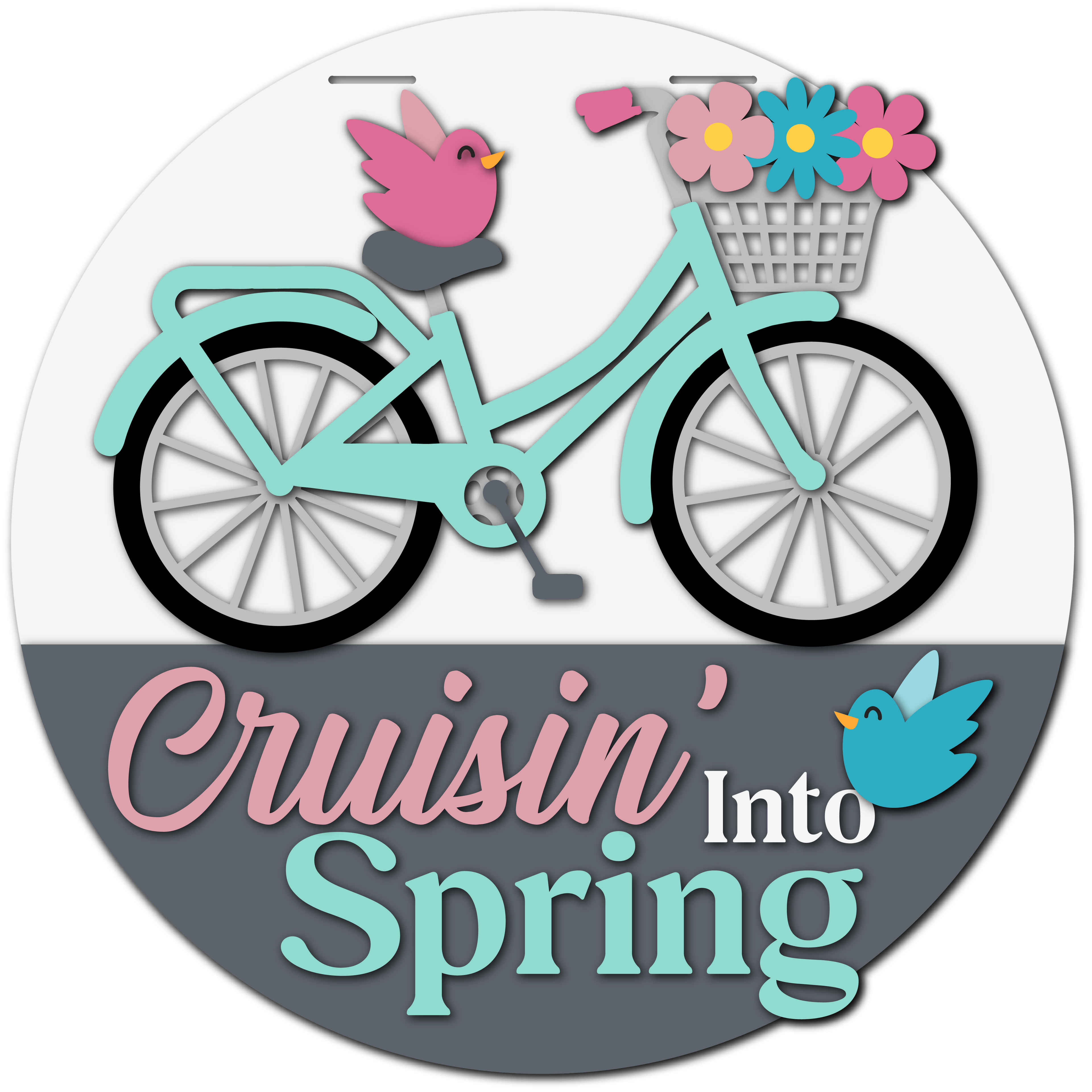 Cruisin' Into Spring 16" Door Sign