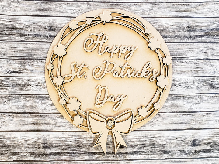 DIY Happy St Patricks Day Grape Vine Wreath Door Hanger- Unfinished