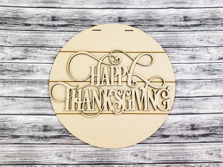 DIY Happy Thanksgiving Door Hanger - Unfinished
