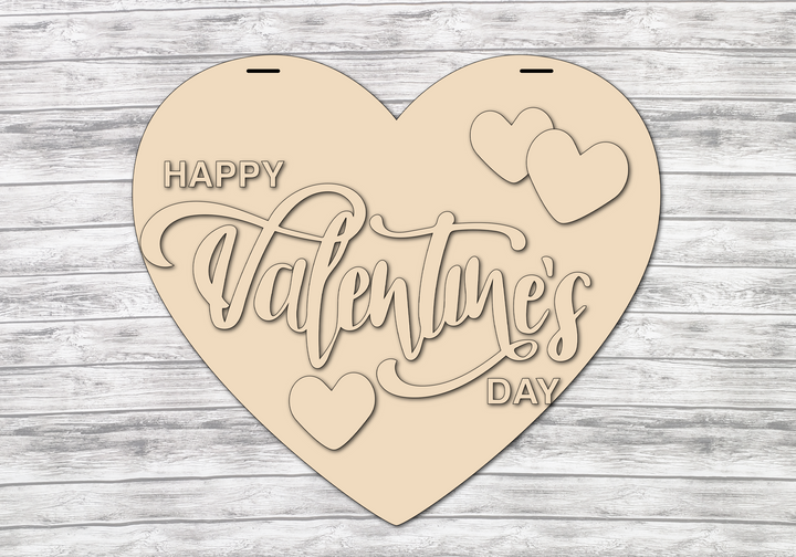 DIY Happy Valentines Day 3 Hearts Door Hanger - Unfinished