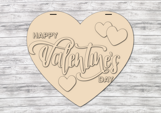 DIY Happy Valentines Day 3 Hearts Door Hanger - Unfinished