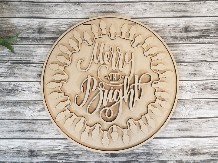 DIY Merry and Bright Lights Door Hanger - Unfinished