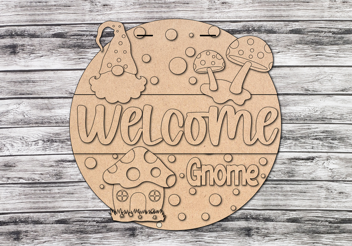 DIY Welcome Gnome Mushroom Door Hanger - Unfinished