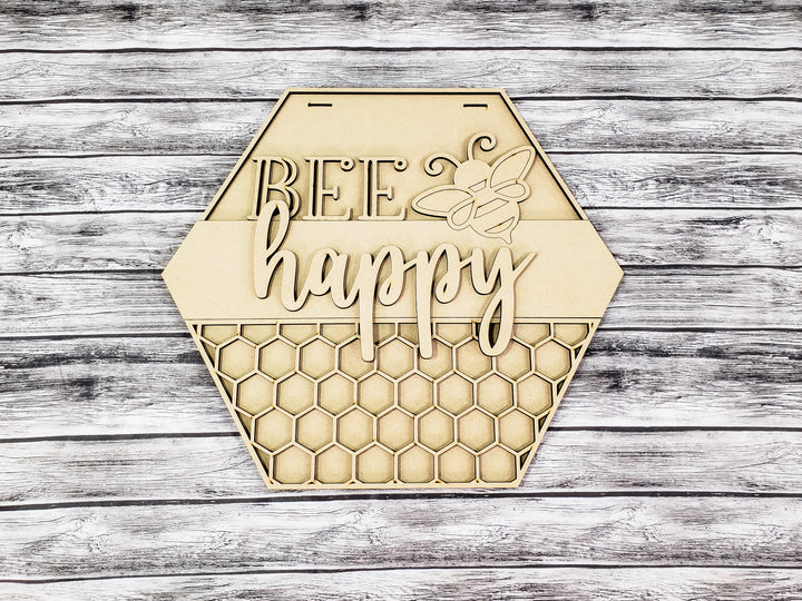 DIY Bee Happy Door Hanger - Unfinished