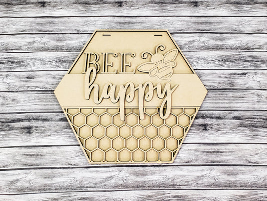 DIY Bee Happy Door Hanger - Unfinished