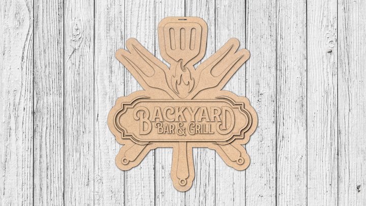DIY Backyard Bar and Grill Door Hanger - Unfinished