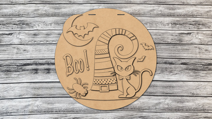 DIY Boo Hat Cat Door Hanger - Unfinished