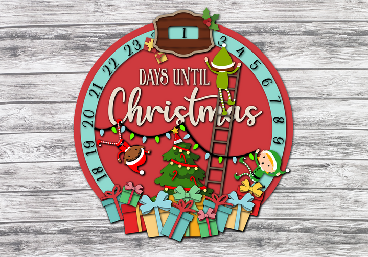 Days Until Christmas Elves Workshop Door Hanger Finished