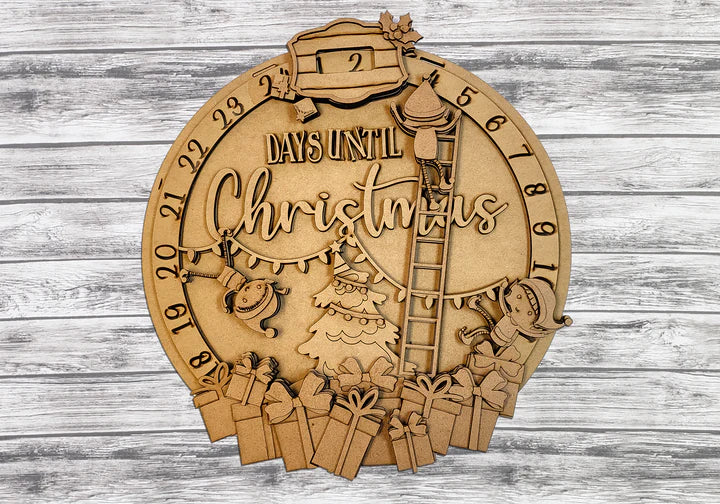 DIY Days Until Christmas Elves Workshop Door Hanger Unfinished