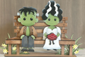 Frankenstien and Bride Hanging Shelf Sitter - Wood Only Unfinished