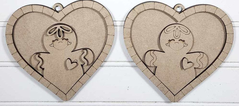 Gingerbread Heart Ornament - Wood Only Unfinished
