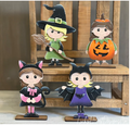 Girls in Costume standing Shelf Sitters Set of 4 - Wood Only Unfinished