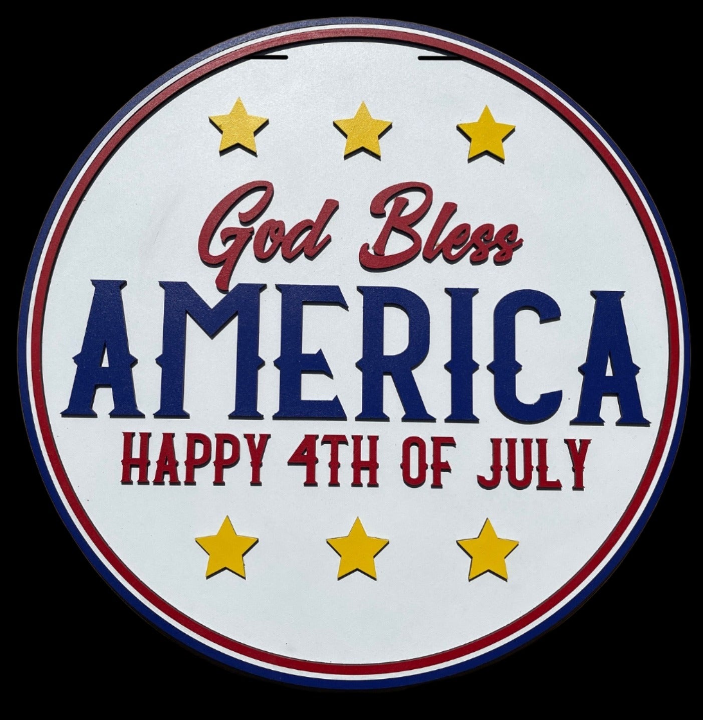 God Bless America Happy 4th of July Door Hanger Sign - Finished