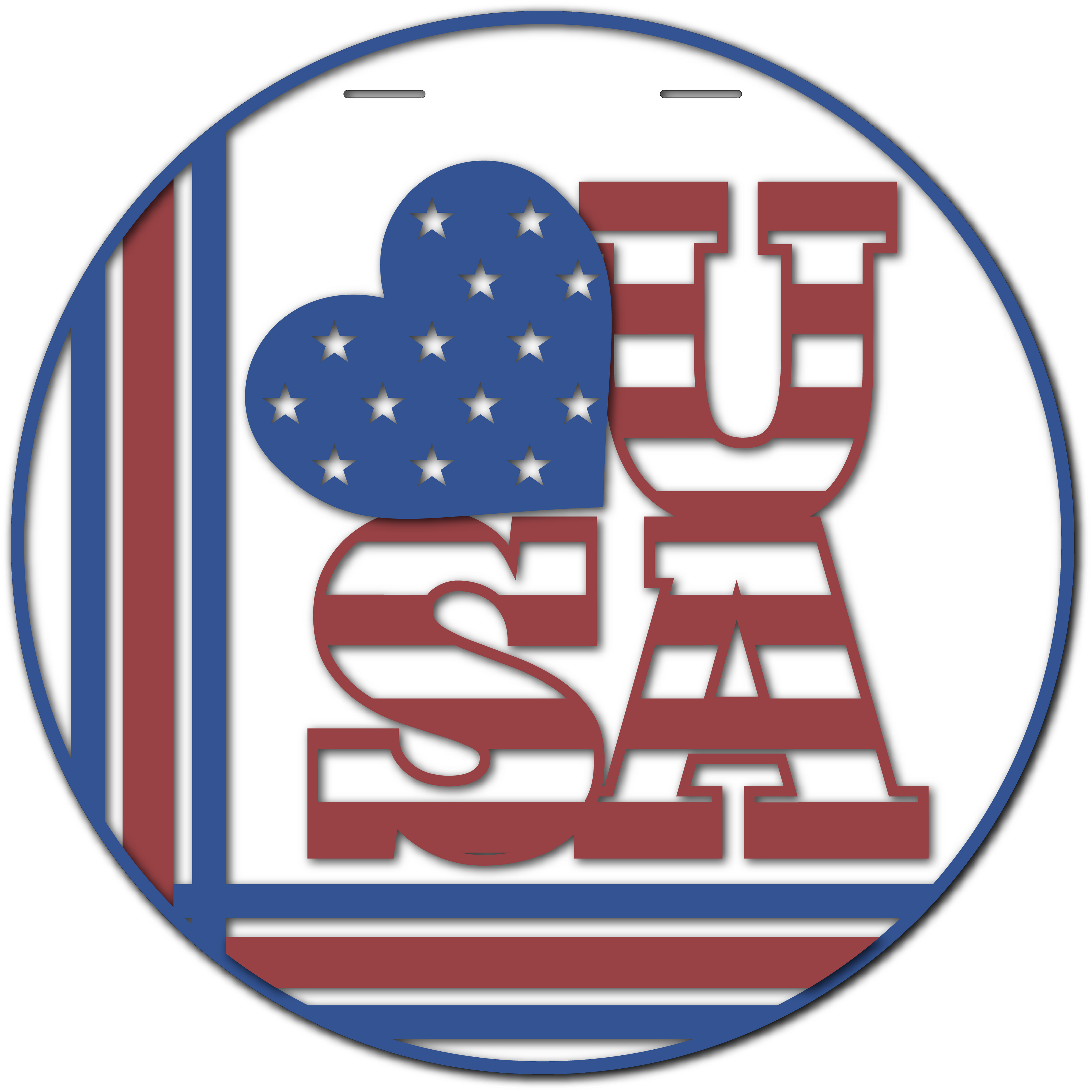 Heart USA Stripes Door Hanger Sign - Finished