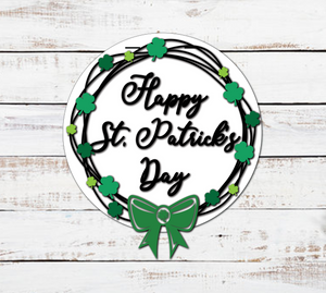 Happy St Patricks Day Grape Vine Wreath Door Hanger- Finished