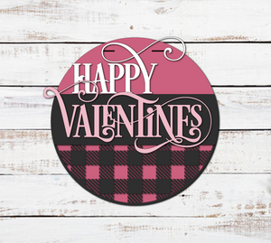 Happy Valentines Buffalo Plaid Door Hanger - Finished