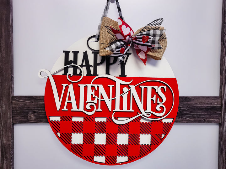 Happy Valentines Buffalo Plaid Door Hanger - Finished