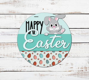 Happy Easter Waving Bunny Door Hanger - Finished