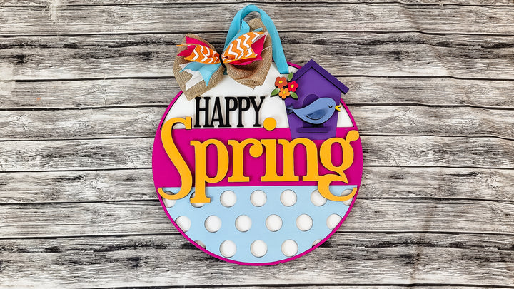 Happy Spring Bird House Door Hanger - Finished