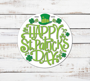 Happy St Patricks Day Clover and Hat Door Hanger - Finished