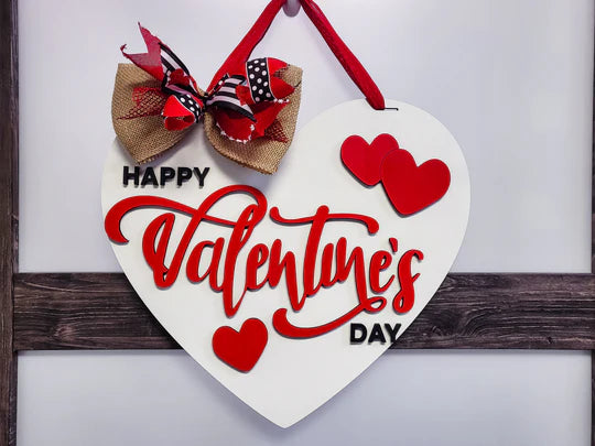 Happy Valentines Day 3 Hearts Door Hanger - Finished