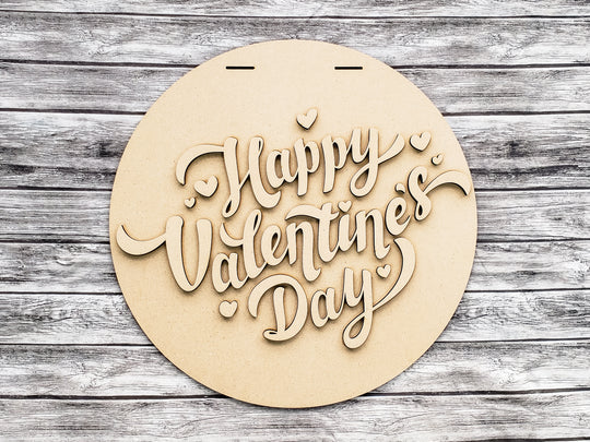 DIY Happy Valentines Day Big Words Door Hanger - Unfinished