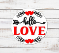 Hello Love Hearts and Twigs Door Hanger - Finished