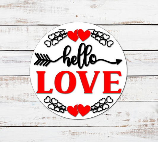 Hello Love Hearts and Twigs Door Hanger - Finished
