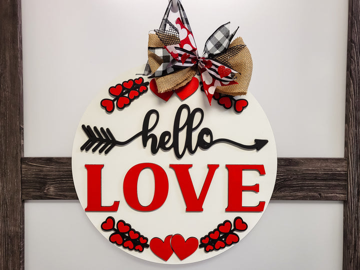DIY Hello Love Hearts and Twigs Door Hanger - Unfinished