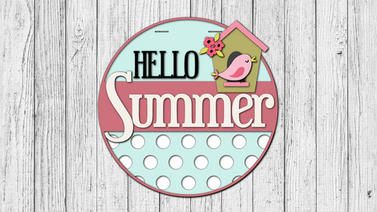 Hello Summer Birdhouse Door Hanger Sign - Finished