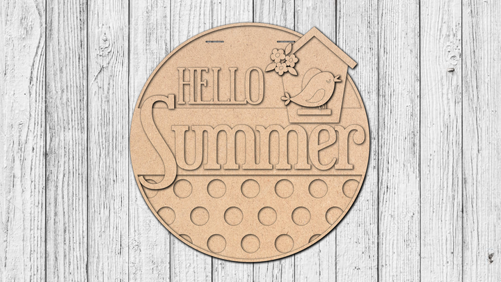 DIY Hello Summer Birdhouse Door Hanger - Unfinished