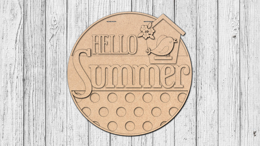 DIY Hello Summer Birdhouse Door Hanger - Unfinished