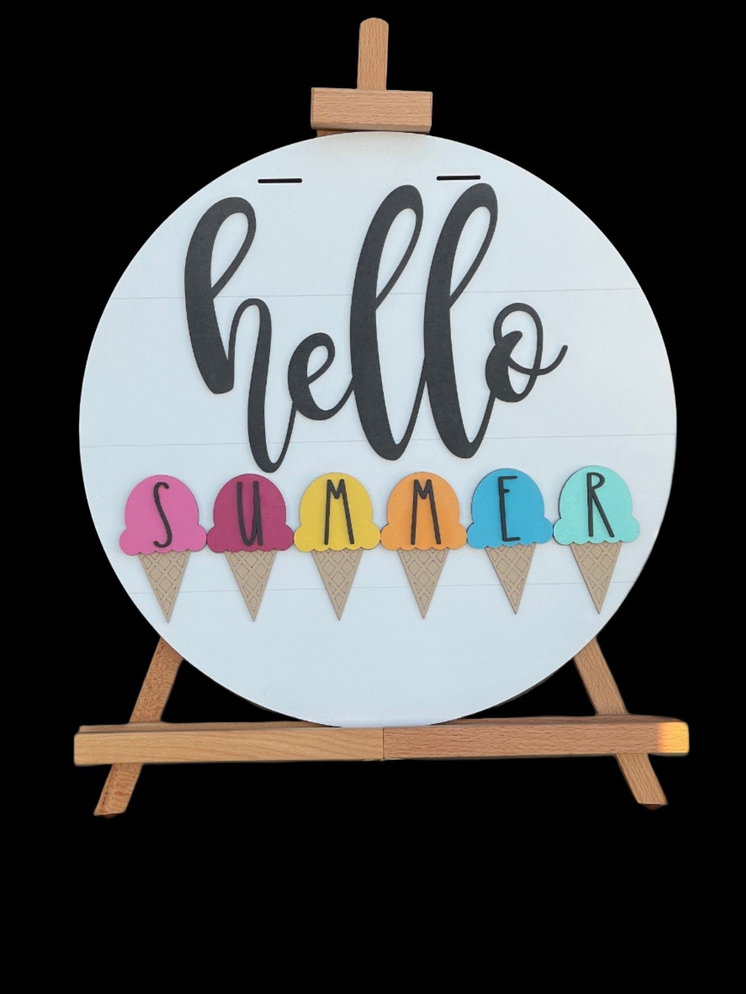 Hello Summer Cones Door Hanger Sign - Finished