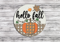 Hello Fall Rattan Pumpkin Door Hanger - Finished